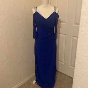 Prom Gown?  R & M Collection Sapphire Blue Cold Shoulder Gown -Sz 8